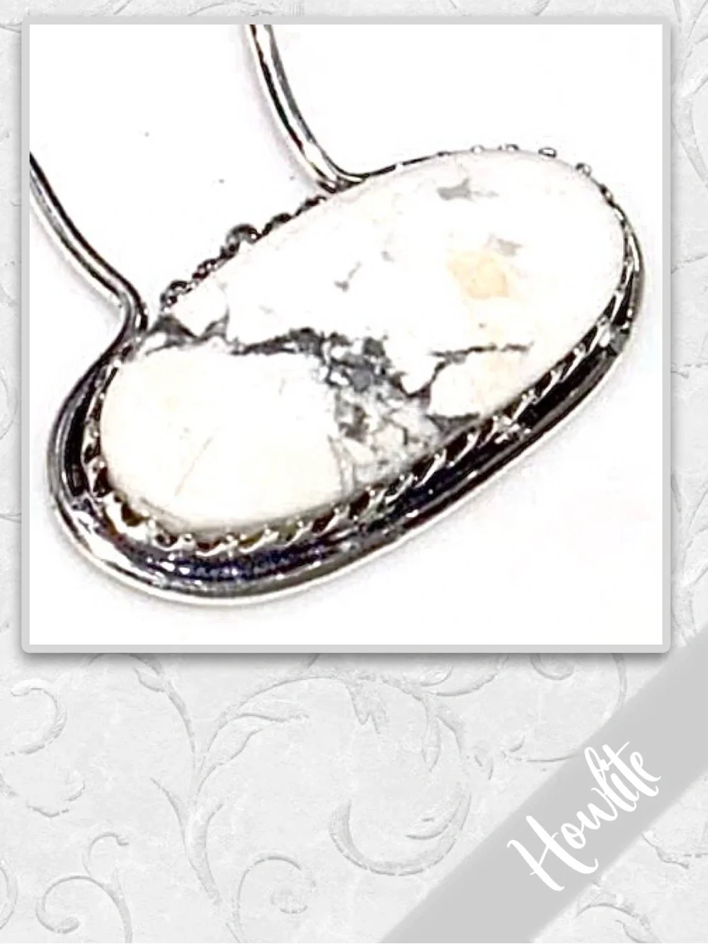 Howlite Large Eclectic Silver Artisan Hair Pin, 4.8” White, Charcoal Grey/Black